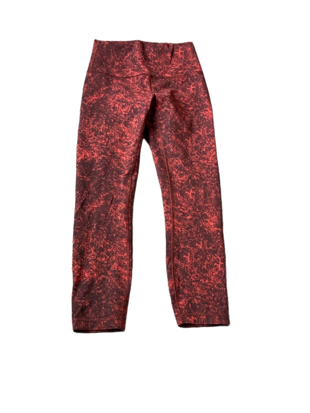 Lululemon Wunder Train Red Black Denim Wash Print High-Rise Leggings SIZE 4
